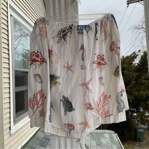 Club Monaco Lynix Seashell Print Summer White Silk Skirt Size 4 - Picture 9 of 13